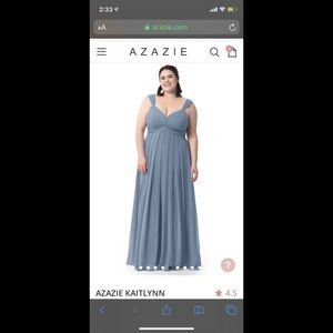 Dusty blue Azazie bridesmaid dress